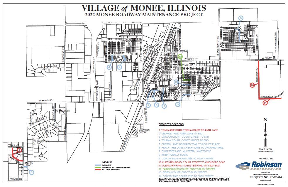 2022 Roadway Maintenance Project Map