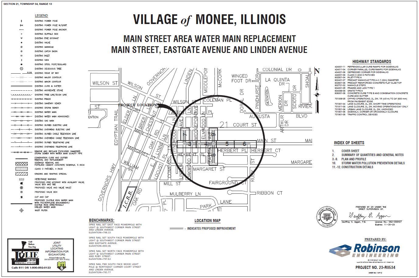 Main Street water main 2024 cover sheet